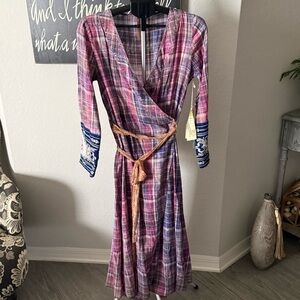 Aratta Boho Plaid Wrap Dress